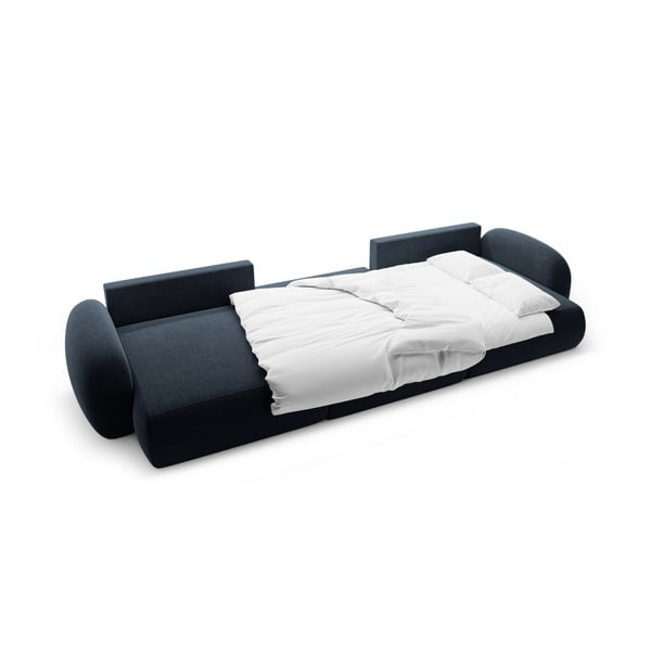 Sötétkék zsenília kinyitható-tárolóhelyes (U alakú) sarokkanapé Tonale – Cosmopolitan Design-image-3