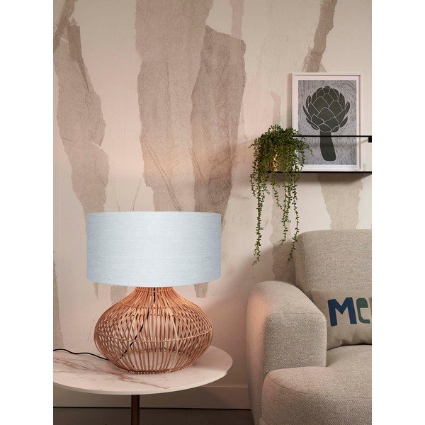 Világosszürke-natúr színű asztali lámpa textil búrával (magasság 60 cm) Kalahari – Good&Mojo-image-2