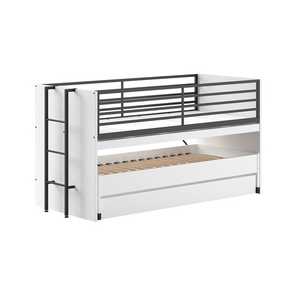 Fehér emeletes gyerekágy íróasztallal, kihúzható pótággyal, ágyráccsal 90x200 cm Sam – Vipack-image-2