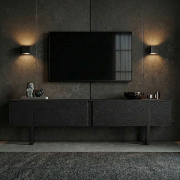 Fekete TV-állvány 180x50x30 cm Onera – Kalune Design-image-1