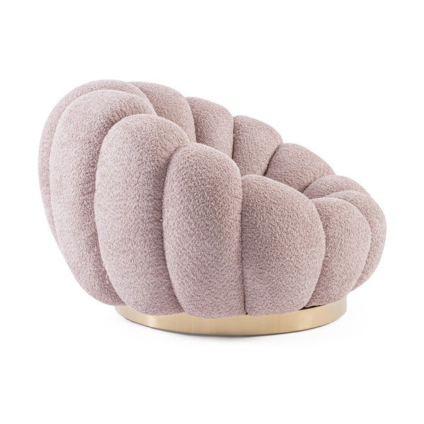 Rózsaszín forgó buklé fotel Florel – Bizzotto-image-3
