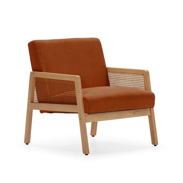 Téglavörös kordbársony szőtt fotel Debra – Marckeric