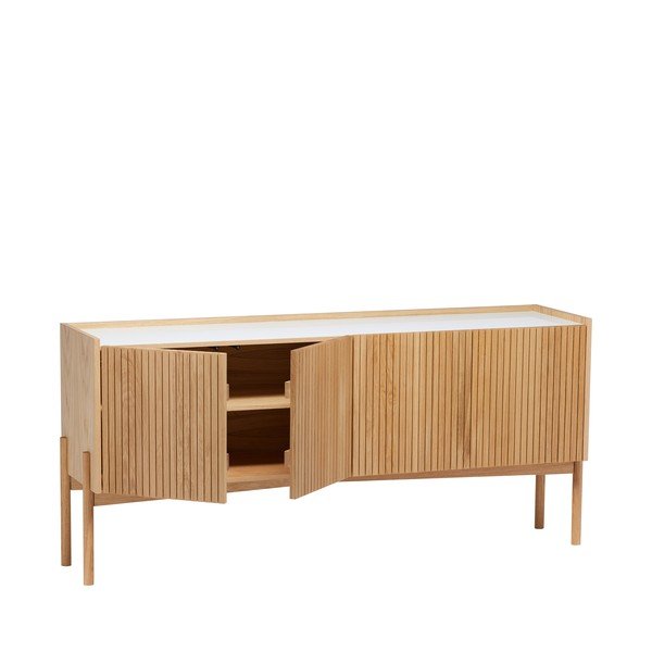 Natúr színű alacsony komód tölgyfa dekorral 177x42 cm Bottrup – Woodman-image-2