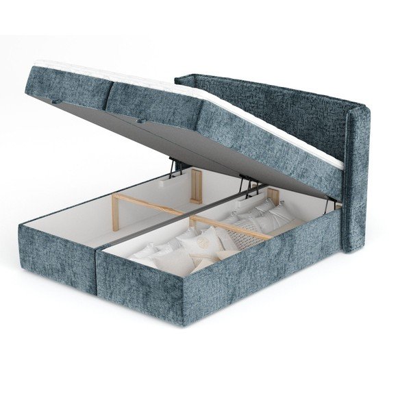 Kék ágyneműtartós boxspring ágy 180x200 cm Passion – Maison de Rêve-image-3
