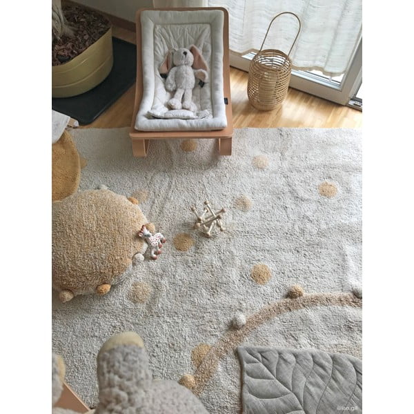 Okkersárga-krémszínű mosható kézi szövésű pamut gyerek szőnyeg 120x160 cm Hippy Dots Honey – Lorena Canals-image-4