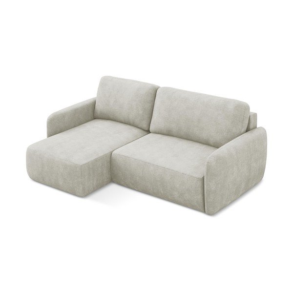 Krémszínű zsenília kinyitható-tárolóhelyes sarokkanapé (bal oldali-heverő résszel) Lilo – Makamii-image-2