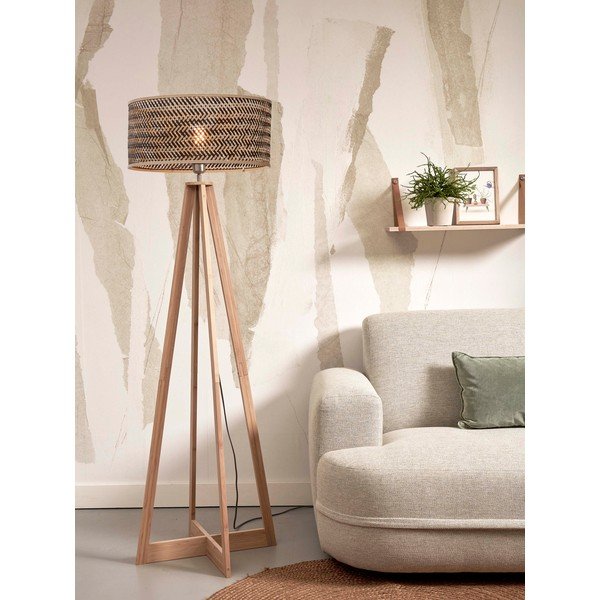 Fekete-natúr színű állólámpa bambusz búrával (magasság 145 cm) Java – Good&Mojo-image-3