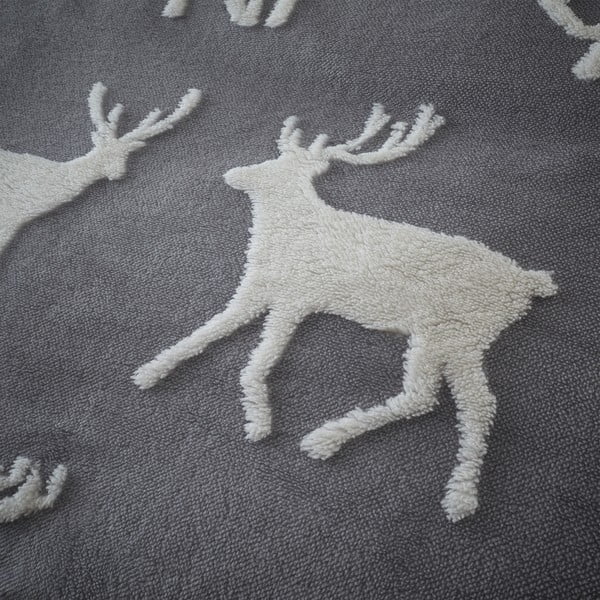 Fehér-szürke ágyneműhuzat 200x200 cm Stag Sherpa - Catherine Lansfield-image-4