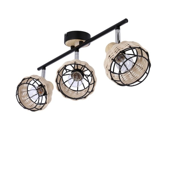 Fekete-krémszínű mennyezeti lámpa fém-rattan búrával ø 12 cm Tajga – Candellux Lighting-image-2