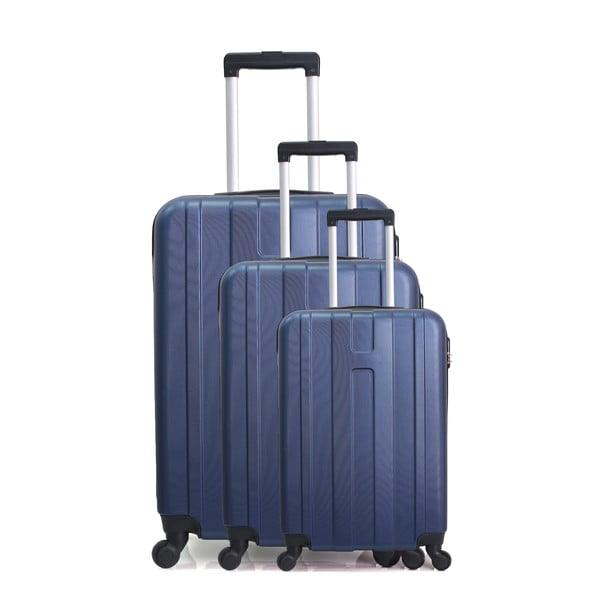Atlanta 3 db-os kék gurulós bőrönd szett - Hero
