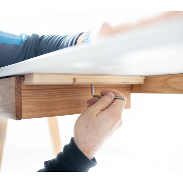 Luka fehér íróasztal kőrisfa lábakkal, hossz 85 cm - Ragaba-image-4