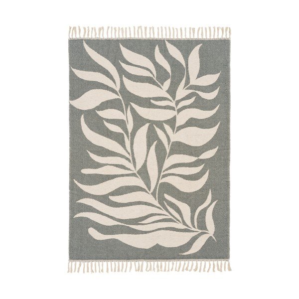 Zöld-bézs pamut takaró 130x180 cm Loni – House Nordic