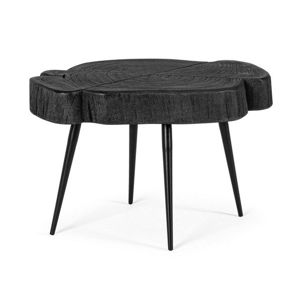 Fekete dohányzóasztal akácfa asztallappal 35x46 cm Zakia – Bizzotto