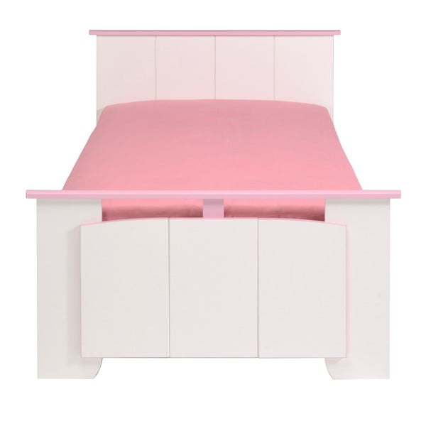 Amabelle rózsaszín-fehér egyszemélyes ágy, 90 x 190 cm - Parisot