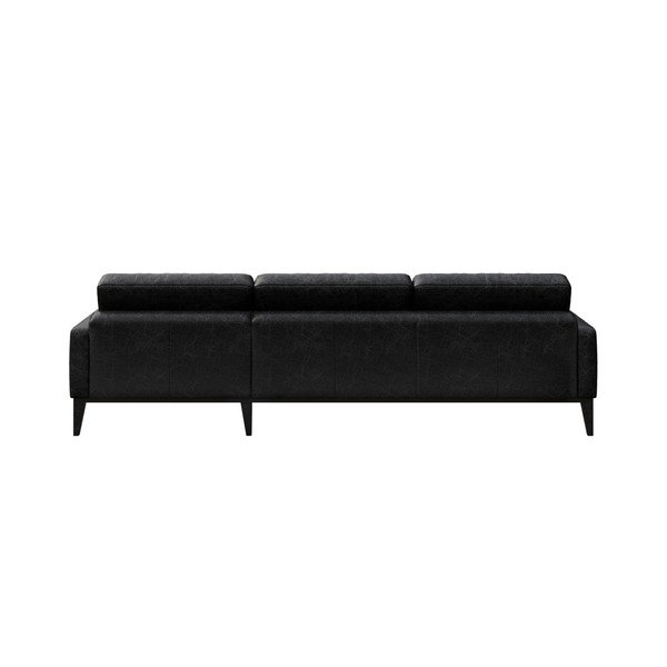 Musso Tufted fekete bőr kanapé bal oldali fekvőfotellel - MESONICA-image-3