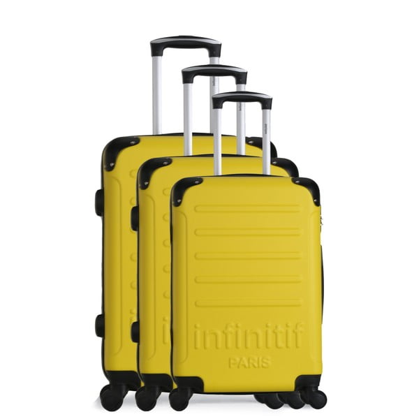 Horten-A 3 db-os sárga gurulós bőrönd szett - Infinitif