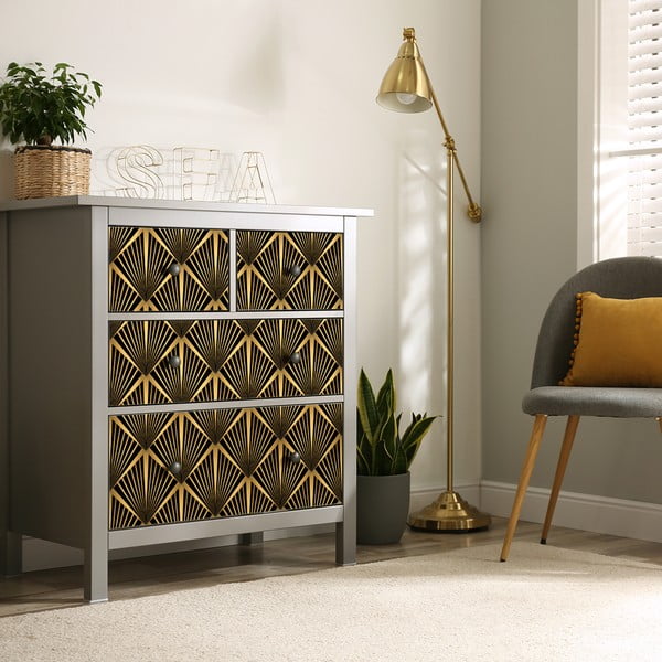 Draka fekete-aranyszínű dekorációs bútortapéta - Ambiance-image-3