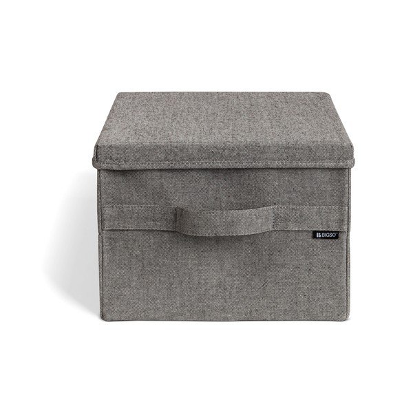 Szürke fedeles textil tárolódoboz 31x41x22 cm Soft Storage Medium – Bigso