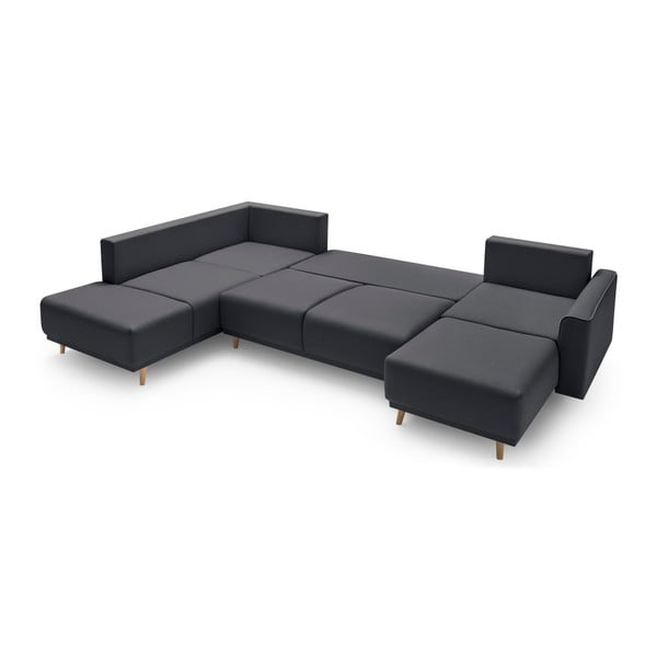 Panoramique XXL Mola sötétszürke kinyitható U alakú kanapé, jobb oldali kivitel - Bobochic Paris-image-4