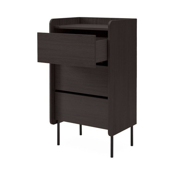 Fekete magas komód tölgyfa dekorral 60x108,5 cm Wrap – Bonami Selection-image-3