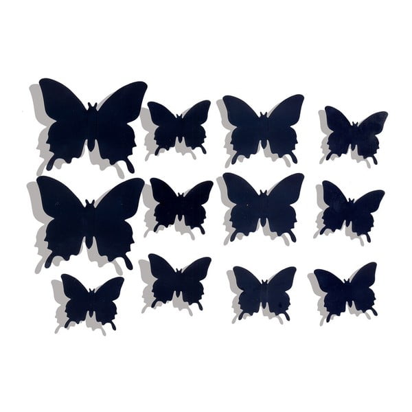 Farfalle Nere 12 részes fekete öntapadós falmatrica szett - LineArtistica