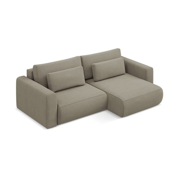 Világosbarna kinyitható-tárolóhelyes sarokkanapé (jobb oldali-heverő résszel) Kapua – Makamii-image-2