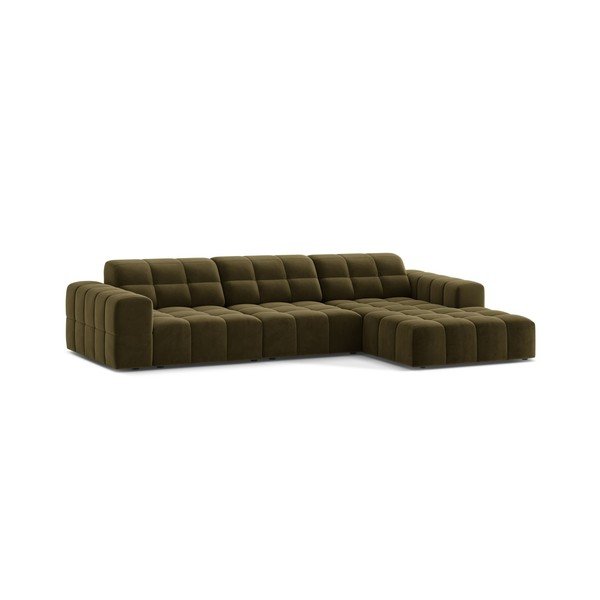 Khaki bársony sarokkanapé (jobb oldali-heverő résszel) Chicago – Cosmopolitan Design-image-1