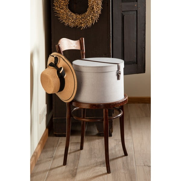 Világosszürke fedeles karton tárolódoboz szett 2 db-os ø 37,5x25,5 cm Rut Canvas Paper Laminate – Bigso-image-1