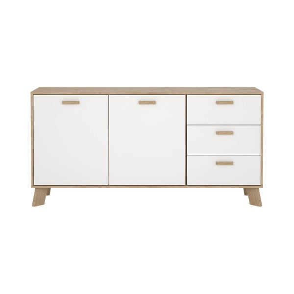 Fehér-natúr színű komód tölgyfa dekorral 147x73x39 cm Ikast – Tvilum