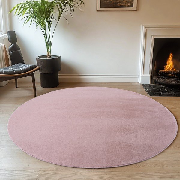 Világos rózsaszín mosható kerek szőnyeg ø 160 cm Joy – Ayyildiz Carpets-image-1