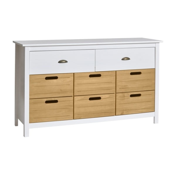 Ibiza fehér 8 fiókos komód tömör borovi fenyőből - Marckeric-image-1