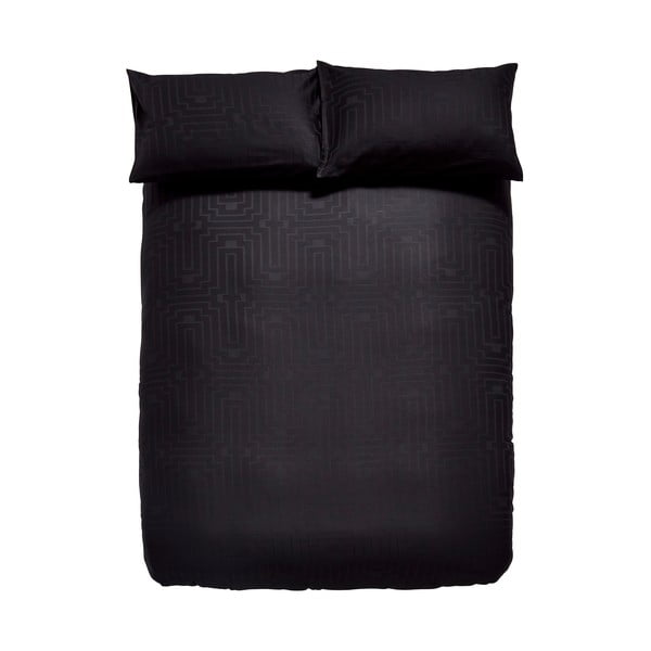 Fekete kétszemélyes pamut-szatén ágyneműhuzat 200x200 cm - Bianca-image-2