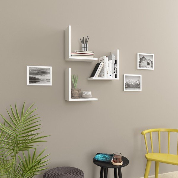 Fehér polc készlet 3 db-os Wesley – Kalune Design-image-3
