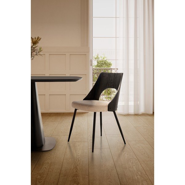 Fekete-krémszínű kárpitozott étkezőszék szett 2 db-os Gilda – MOME-image-1