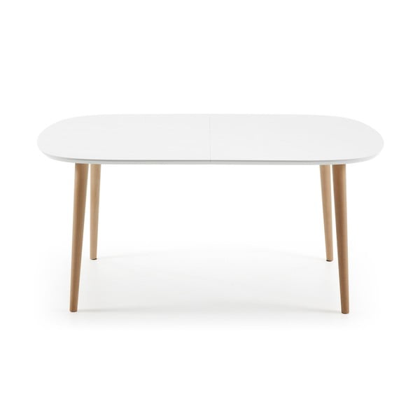 Fehér bővíthető étkezőasztal fehér asztallappal 100x160 cm Oqui – Kave Home-image-4