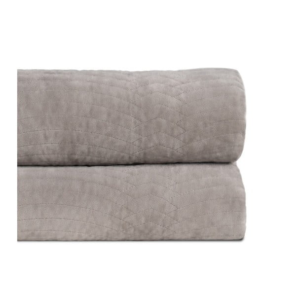 Szürke bársony steppelt ágytakaró 230x260 cm – Ixia