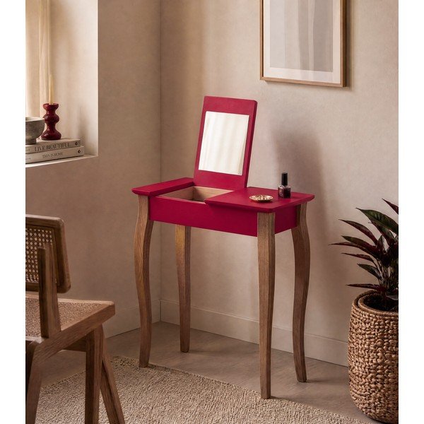 Lillo piros fésülködőasztal tükörrel, szélesség 65 cm - Ragaba-image-1
