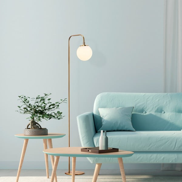 Fehér-sárgaréz színű állólámpa üveg búrával (magasság 146 cm) Viran – Opviq lights-image-2