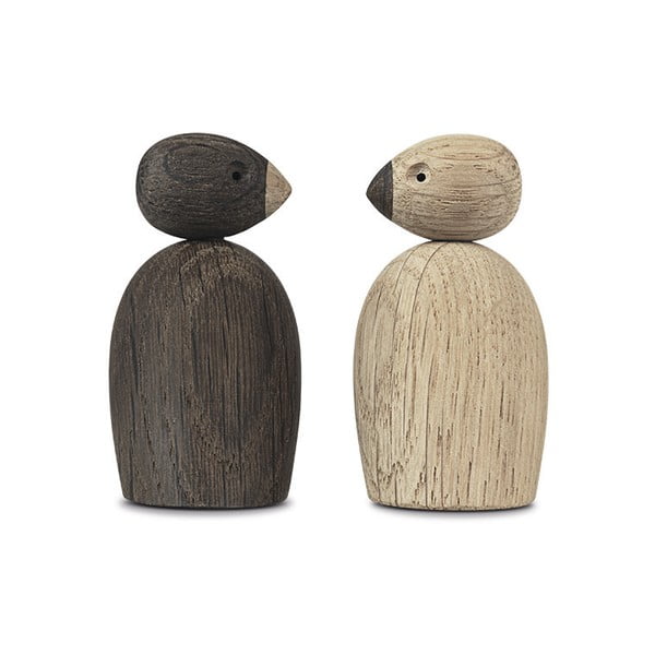 Bojesen Denmark Pair of Sparrows 2 db dekorációs figura tömör tölgyfából - Kay-image-3