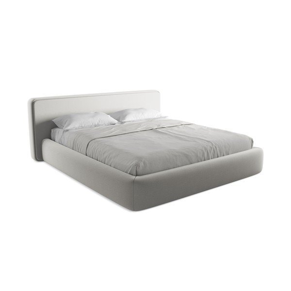 Világosszürke kárpitozott ágyneműtartós franciaágy ágyráccsal 180x200 cm Kiana – Makamii-image-2