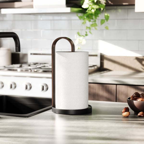 Fekete fa papírtörlő tartó ø 17 cm Bellwood – Umbra-image-2