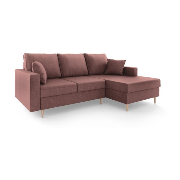 Aubrieta világos borvörös kinyitható kanapé tárolóhellyel, jobb oldali kivitel - Mazzini Sofas