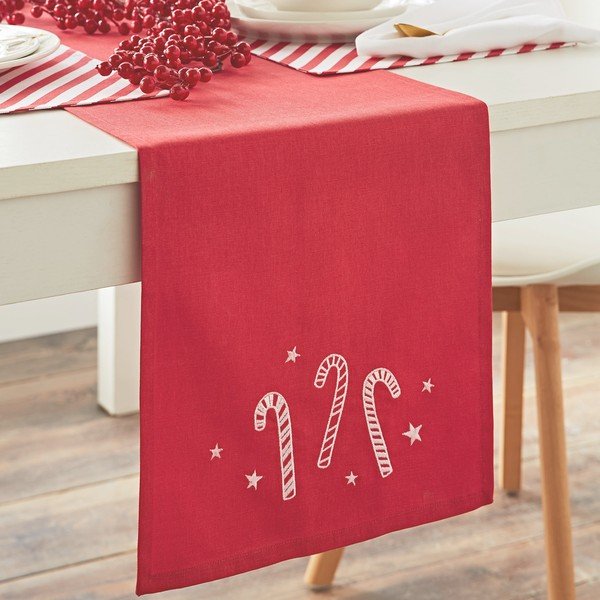 Pamut asztali futó karácsonyi mintával 32x220 cm Candy Cane – Catherine Lansfield