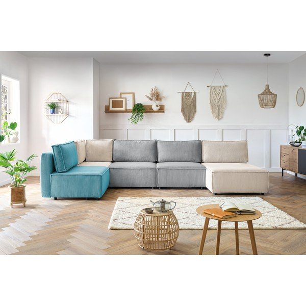 Kordbársony sarokkanapé ("U" alakú-variálható) Nihad modular – Bobochic Paris-image-1