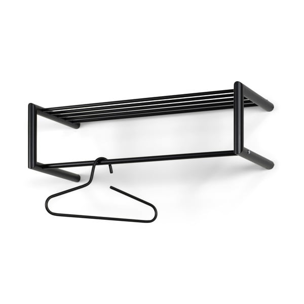 Fekete fém fali fogas polccal 80 cm Smooth – Spinder Design-image-2