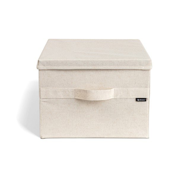 Bézs fedeles textil tárolódoboz 36x46x25 cm Soft Storage Large – Bigso
