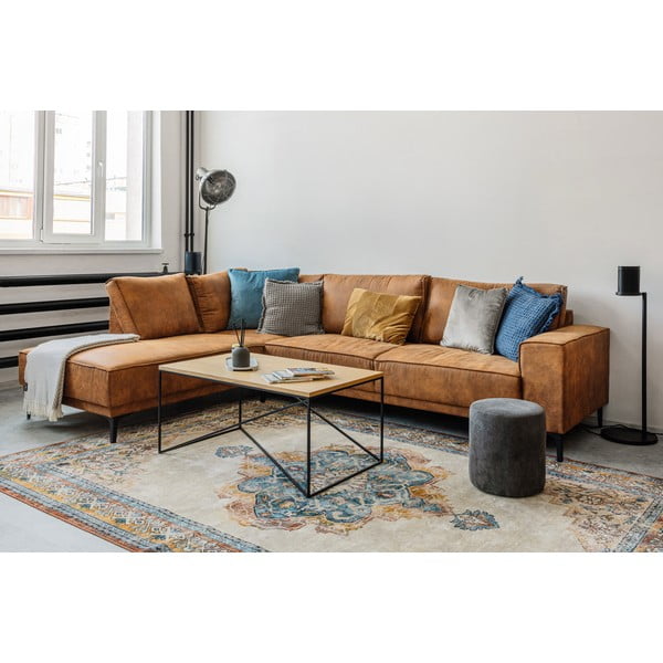 Konyakbarna bőrutánzat sarokkanapé (bal oldali) Copenhagen – Scandic-image-1