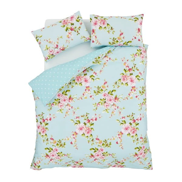 Canterbury Rose világoskék ágyneműhuzat, 200 x 200 cm - Catherine Lansfield-image-1