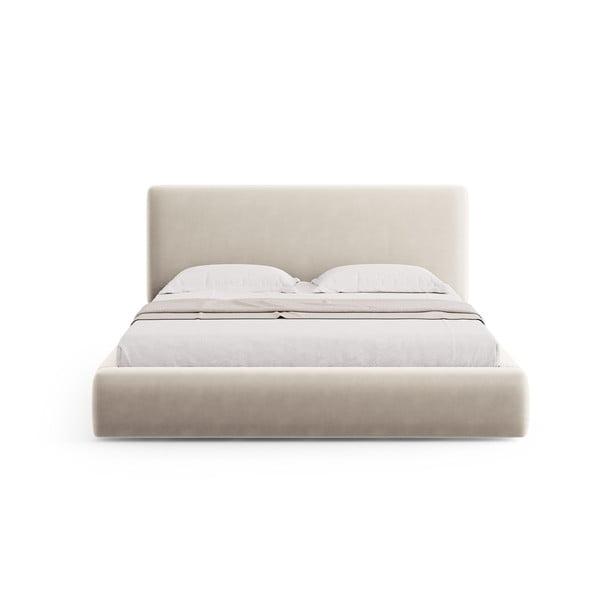 Bézs kárpitozott ágyneműtartós franciaágy ágyráccsal 160x200 cm Colonel – Cosmopolitan Design-image-3