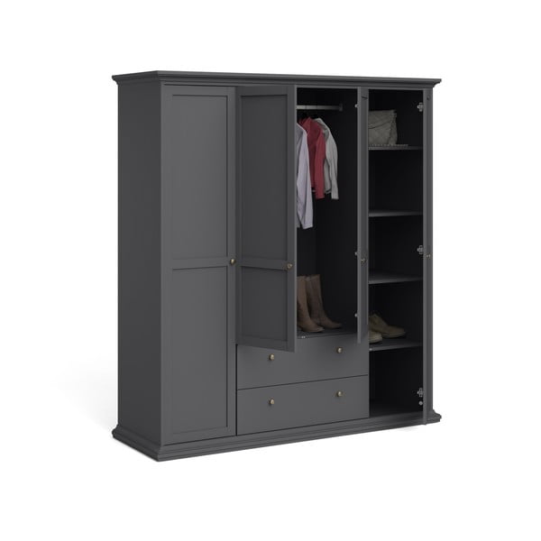 Szürke ruhásszekrény 181x201 cm Paris – Tvilum-image-3